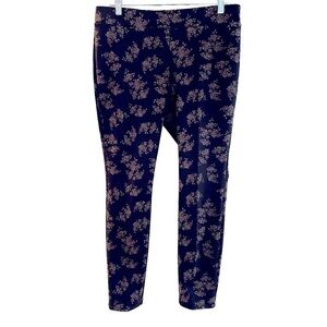 White House Black Market WHBM pull on pants leggings black with roses large
C